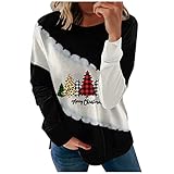 Baiomawzh Weihnachten Pullove Damen Weihnachtspullover Merry Christmas Sweatshirt Weihnachtsbaum Druck Xmas Pullover T-Shirt Langarmshirt Bluse Teenager Mädchen Herbst Winter Oberteile S