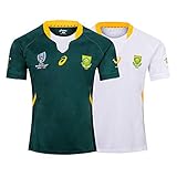 DIWEI 2019 Weltmeisterschaft Südafrika Heim- / Auswärts-Rugby-Trikot, Weiße Und Grüne Stickerei Sport Atmungsaktives Lässiges T-Shirt Fußballhemd Poloshirt Green-XL