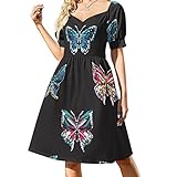 MOMOLOA Süßes Damenkleid Tropischer Schmetterling Freizeitkleider Mit Kurzen Ä