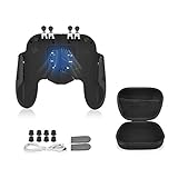 Mobiler Gaming-Controller mit 6 Fingern und Kühlung und Fingerhülle und Reise-Tragetasche, für PUBG Call of Duty Mobile Game Controller Gaming Grip Trigger für 11,9–16,5 cm iOS Android Handy