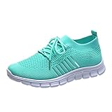 Damen Sneaker Leicht Mesh Atmungsaktive Sport Freizeitschuhe Running Walkingschuhe Canvas Flache Schuhe Sommer Herbst Turnschuhe Wanderschuhe Straßenlaufschuhe rutschfest T