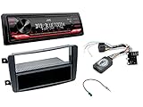 NIQ Autoradio Einbauset geeignet für Mercedes C-Klasse inkl. JVC KD-X272DBT (DAB+), Lenkrad Fernbedienung Adapter & Blende in Schw