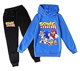 Proxiceen Sonic Motiv Jungen Mädchen Sportanzug Trainingsanzug Jogginganzug Freizeitanzug Outfit-Set(Sweatshirt + Jogginghose) (A2,110)