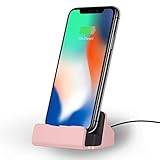 NessKa® Dockingstation [ inkl. 2 Meter USB Kabel ] Desktop Tisch Ladestation Ladegerät Dock Ständer für Apple iPhone X XR XS Max Pro 11 10 8 7 6s 6 Plus 5s 5 SE iPod Touch | Pink