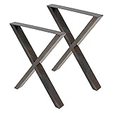 ECD Germany 2x Tischbeine Kreuz X-Form X-Design 60 x 73 cm, Industrial, pulverbeschichtete Stahl, Industriedesign, Metall Tischkufen Tischuntergestell Tischgestell Möbelfüße, für Esstisch Schreib
