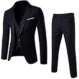 Geili Herrenanzug Slim Fit 3-Teilig Business EIN Knopf Smoking Herren Anzug Festlich Hochzeit Party Anzüge 3-Teilig Sakko Jacke Hose Weste Set in Schwarz Grau Marine W