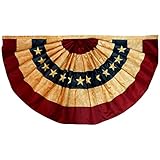 Anley Vintage Style Tee gebeizt USA Plissee Fan Flagge 1,5x3 Fuß Nylon - Gestickte Sterne und genähte Streifen - 4 Reihen von Lock Stitching - Antiquierte USA Plissee Fan Flags mit Messing Ö