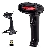 Alacrity 2D 1D QR Wireless Barcode Scanner with Stand, 2,4 GHz kabelloser und kabelgebundener USB Freisprech-Barcodeleser mit Ständerfür Industrie, Einzelhandel, Logistik, Lager, 6709DAS