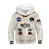 JJCat Kinder Langarm Kapuzen 3D Digital Print Astronaut und Weltraum Pullover Sweatshirts(XS,Multicolor)