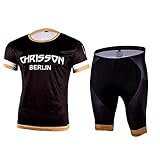 CHRISSON Essential Gold S Laufbekleidung Set - Herren Kurzarm Trikot und Kurze Laufhose, Atmungsaktive und Schnelltrocknende Sportbekleidung