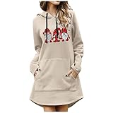 Eaylis Damen Weihnachts Sweatshirt T-Shirt Lässig Pullover mit Tasche Weihnachtspullover Weihnachtsshirt Langarmshirt Pulli Sweater Teenager Mädchen Basics Weihnachtspullover Sw