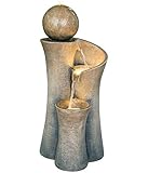 Dehner Gartenbrunnen Acapulco mit LED Beleuchtung, ca. 100 x 45 x 42.5 cm, Polyresin, grau/b