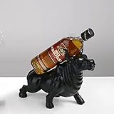 caijj Weinregal Flaschenhalter Stand Bull Harz Rinder Tischplatte Einzelglas Lagerung Ox Statuen Display Wall Street Regal Kreative Tier Bar Keller Schrank,Schw