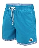 Mount Swiss hochwertige Männer Badehose Lukas mit Sun-Protection I Moderne Badeshorts Farbe Azure, Gr. L