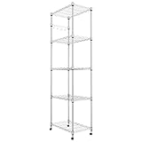 Homdox Küchenregal Küchewagen Metallregal Rollregal aus Verchromten Metall Stahl 5 Regalböden mit Rädern L59 x W35 x H183cm, Silb