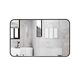 L.TSN Wandspiegel 60 / 70CM Rechteck Bruchsicherer HD-Spiegel Schwarz Dekorativer Metallrahmen Aufklebbarer Spiegel im Wohnzimmer Schlafzimmer Flur Badezimmer Eitelkeitsrasur (Größe: 50-mal; 70CM)