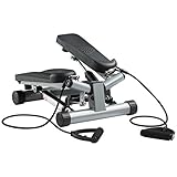 Ultrasport Swing Stepper inklusive Trainingsbändern / Hometrainer Stepper mit verstellbarem Widerstand und kabellosem Trainingscomputer – Up-Down-Stepper für Einsteiger und Trainierte, klein & kompak