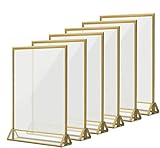 Thekenaufsteller, 6 x Acryl Aufsteller mit goldenen Seitenkanten - auch als Werbeaufsteller/Tischaufsteller für Hochzeitsparty oder auf Theke nutzbar (22 x 28 cm (Nicht für A4))