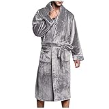 Morgenmantel Herren Flauschig Bademantel Fleece Morgenmantel Plüsch Warme Hausmantel Lang Weich Saunamantel Für Spa Und Urlaub Soft Robe Geschenke Fur Manner Weihnachten Party H