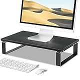 Furduzz Monitor Ständer Bildschirmständer, Holz und Stahl Desktop Ständer für Computer, Laptop und Drucker, Monitor Riser Bildschirmerhöhung Regal Organizer für Büro Schreibtisch Zubehö