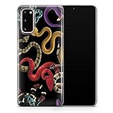 Schutzhülle für Samsung Galaxy S21 Ultra – Motiv 5 – Motiv: abstrakte Blume Schlange – Schwarz Violett Rot Gelb – Dünn stoßfest Slim Soft TPU Silikon – Design 5 – A104