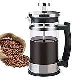 French Press Kaffeebereiter, 0,6l (5 Tassen) Coffee Press Machine mit 3 Edelstahl Edelstahl Filtersieben für Zuhause und Büro, Hitzebeständiges Borosilikatg