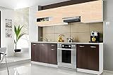 ALIDAM KüChenunterschrank KÜche KÜchenzeile KÜchenblock Modern 240 Cm Einbauküche Wenge und Eiche KüChenblock
