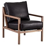 Jonas Ihreborn Seventy Five Holzsessel Schwedischer Designklassiker, Leder - Vitoria, Black, Breite 59 cm Sitztiefe 50