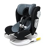 LETTAS Baby Autositz 360° drehbar Gruppe 0+1/2/3 (0-36 KG/0-12 Year) mit Protektoren seitliche Isofix Top Tether ECE R44/04 Schw