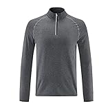 Funktionsshirt Herren Langarm Stehkragen Einfarbig T-Shirt Herren Workout Fitness Lauf Sportshirt Herren Atmungsaktiv Schnelltrocknend Shirt Herren A-Grey XL