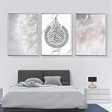YANHUA Wandbilder Moderne Leinwand Arabische Kalligraphie Marmor Islamische Kunst Bilder Zuhause Löwenzahn Deko Kein Rahmen (30x50cmx3)