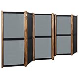 vidaXL Holz Raumteiler 6-TLG. Paravent Raumtrenner Trennwand Umkleide Sichtschutz Spanische Wand Deko Innen Außen Schwarz 420x170cm Tex