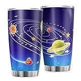 Zbbfwu Bunter Weltraumplanet Kaffeebecher to go Thermobecher Edelstahl Auslaufsicher Kaffeetasse Travel Mug White 600