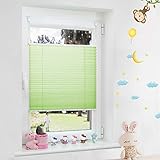 Grandekor Plissee Kinderzimmer Junge, Plisseerollo Jalousien Klemmfix ohne Bohren Sichtschutz & Sonnenschutz Schlafzimmer für Fenster & Tür - 70x120cm (BxH) Grü