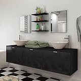 10-TLG. Badmöbel-Set mit Waschbecken und Wasserhahn, Badmöbel-Set, komplettem Zubehör Ohne Waschbecken, Badezimmermöbel Waschtisch Badmöbelset, Schw