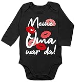 Shirtracer Baby Strampler Mädchen & Junge - Meine Oma war da - weiß - 6/12 Monate - Schwarz - BZ30_Body_Langarm - BZ30 - Baby Body Lang