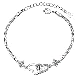 Bulizoiy Damen-Armband Silber Herz-Imitat Schmuck geformt Armband Diamant Armbänder (weiß)