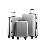 Hartschalen-Koffer Trolley Rollkoffer Reisekoffer Handgepäck (M-L-XL-Set mit TSA-Schloss und 4 Rollen S