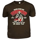 Herren Geburtstag T-Shirt Dunkelbraun - Mann der Feuerwehr ins TLF - lustige Fun Shirts 4 Heroes Geburtstagsgeschenk-Set für Männer mit Urk