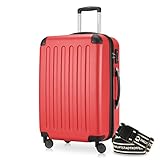 Hauptstadtkoffer - Spree Hartschalen-Koffer Koffer Trolley Rollkoffer Reisekoffer Erweiterbar, 4 Rollen, TSA, 65 cm, 74 Liter, Rot +Gepäckg