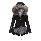 MENGYAON Ladies winter plush padded jacket, parka loose coat, with detachable fur collar, ladies coat, ladies lamb jacket, winter down jack