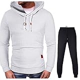 Briskorry Herren Bekleidung Einfarbig Sportanzug, Streatwear Trainingsanzüge für Herren Hoodie Sweatshirt Trainingshose Sport Outwear Jogginganzug Freizeitanzug