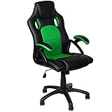 Panorama24 Gamer Stuhl Gaming Schreibtischstuhl Chefsessel Bürostuhl Ergonomisch, Grün, 9 Farbvarianten, gepolsterte Armlehnen, Wippmechanik, belastbar bis 150 kg, Lift TÜV geprü