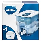 BRITA Wasserfilter-Station Flow inkl. 1 MAXTRA+ Filterkartusche – XXL Tischwasserfilter mit Zapfhahn reduziert Kalk, Chlor und leitungsbedingt vorkommende Metalle wie Kupfer & Blei im Leitungsw