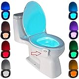LED toilettenlicht, Motion Sensor wc nachtlicht Batteriebetriebenes Toilettenlicht Toilettenbeleuchtung 8 Farben für Badezimmer H