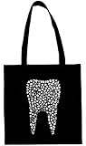 Textildruck Universum Baumwolltasche Zahn aus Symbolen Stoff Jütebeutel (Schwarz)