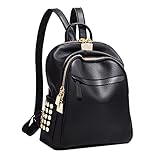 Tisdaini Damen Rucksackhandtaschen Retro PU Leder Schultertaschen Das Neue Modische Schulrucksack Schwarz1