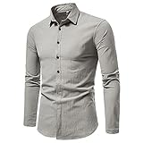 WAQD Herren Hemd Langarm Regular Fit Basic Freizeithemd Herrenhemden Business Hemden Für Männer Herren Muscle Fit Hemden Faltenfreies Langarm Lässiges Hemd Button-Down Kragen Casual Sty