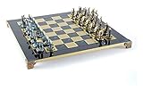 XALIUFENG Künstlerische antike Schach-Set Bronze □ LUE-Schachmänner mit Blauer Brett 44 cm 17'in Holzk