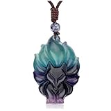 JSDDE Schmuck Fuchs Anhänger Kette Heilung Reiki Mala Amulett Anhänger aus Heilsteine Glücksbringer einstellbar geflochten Halskette für Frauen Herren (Fluorit)